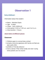 Observation 1 for b.ed 1st semester practicum on Observe the various age group children Early childhood, Later childhood