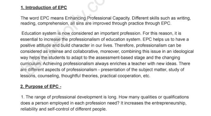 EPC-1 Skim through the text and give suitable title to the text