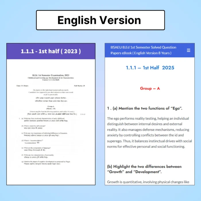 B.Ed 1st Semester Previous Years Solved Question Papers eBook - WBUTTEPA / BSAEU - Image 9