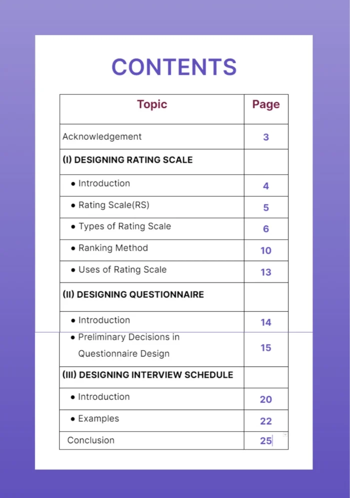 Designing Rating scale, Questionnaire, Interview Schedule in a given topic - Image 2