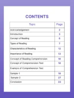 contents of the practicum for b.ed 1st semester - Reading and comprehension exercises