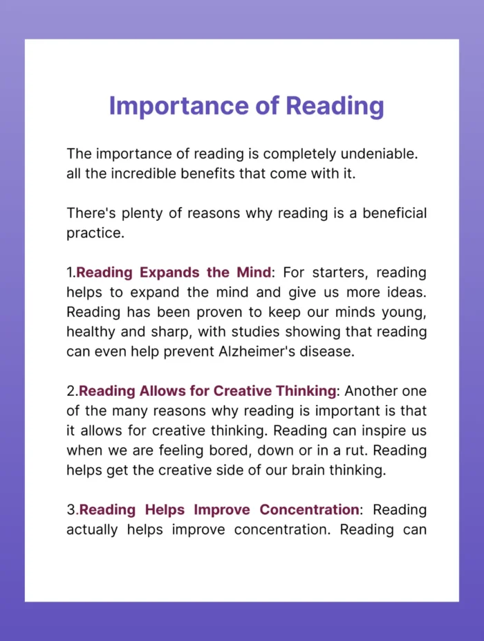 image showing importance of reading for b.ed 1st semester practicum -Reading and comprehension exercises