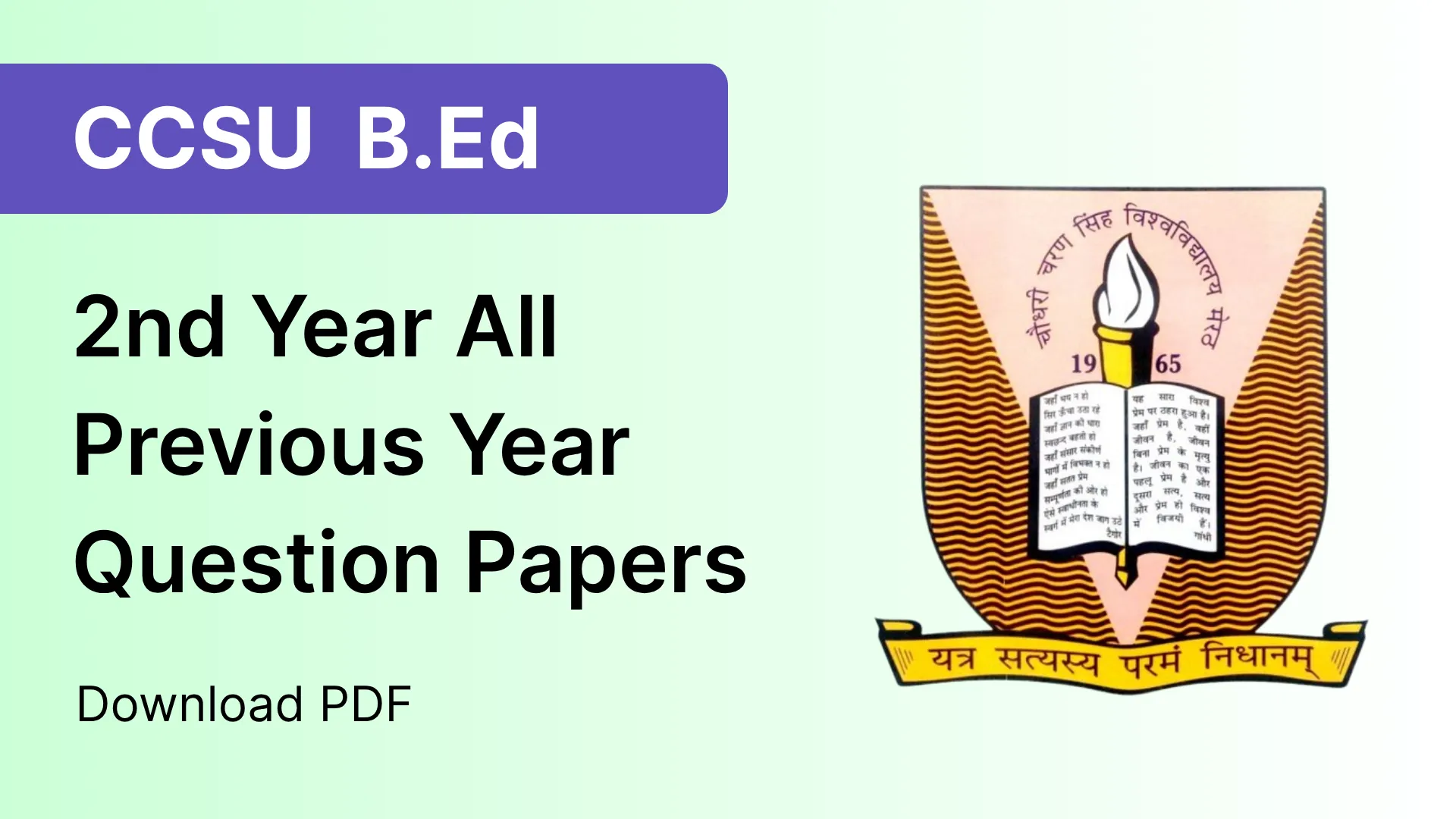 CCSU B.Ed 2nd Year All Previous Year Question Papers PDF
